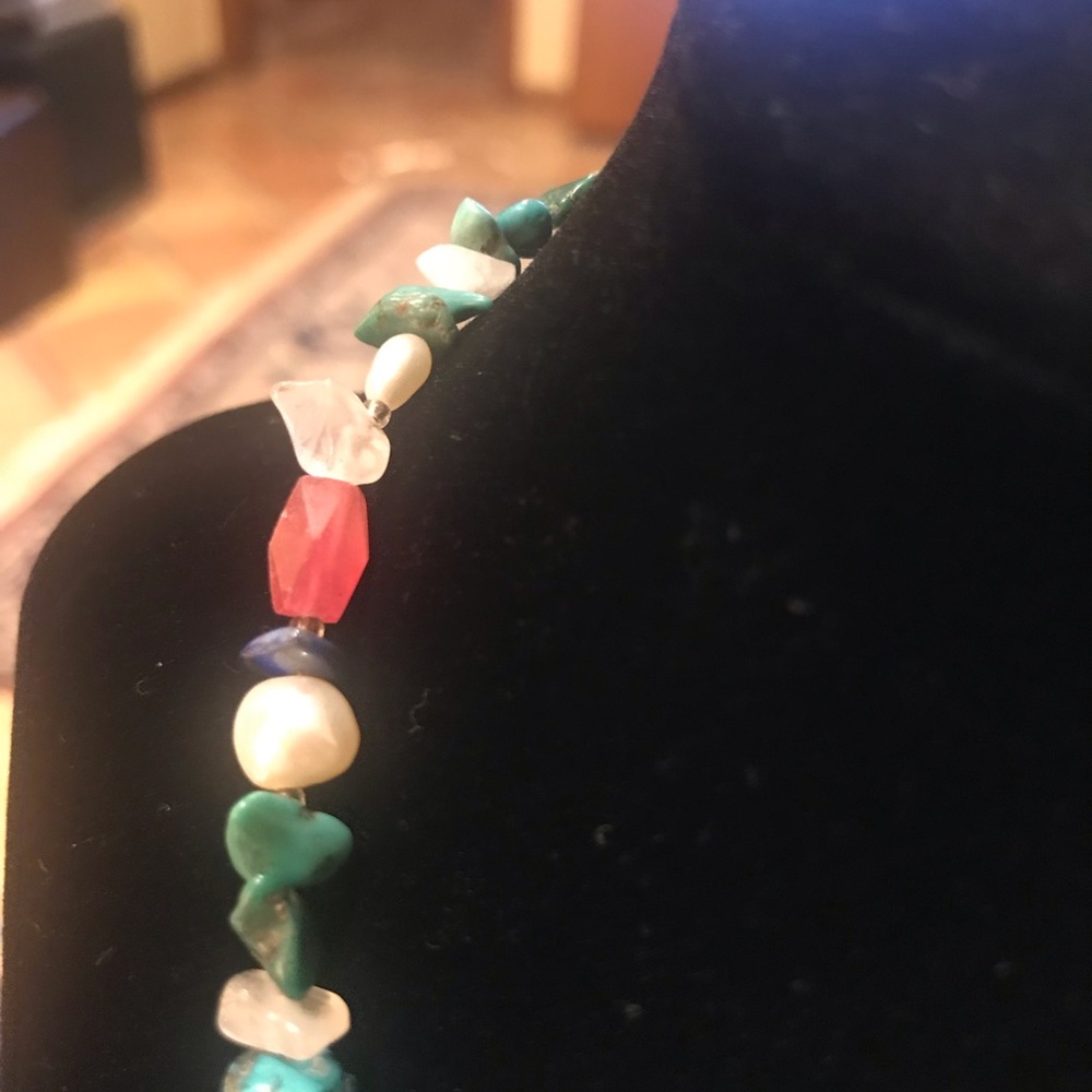 VINTAGE 1980s TURQUOISE NECKLACE WITH HEART DROP. - Picture 10 of 11